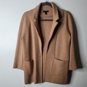 J.Crew Sophie Open Front Neutral Beige Sweater Blazer Cardigan Wool Blend S